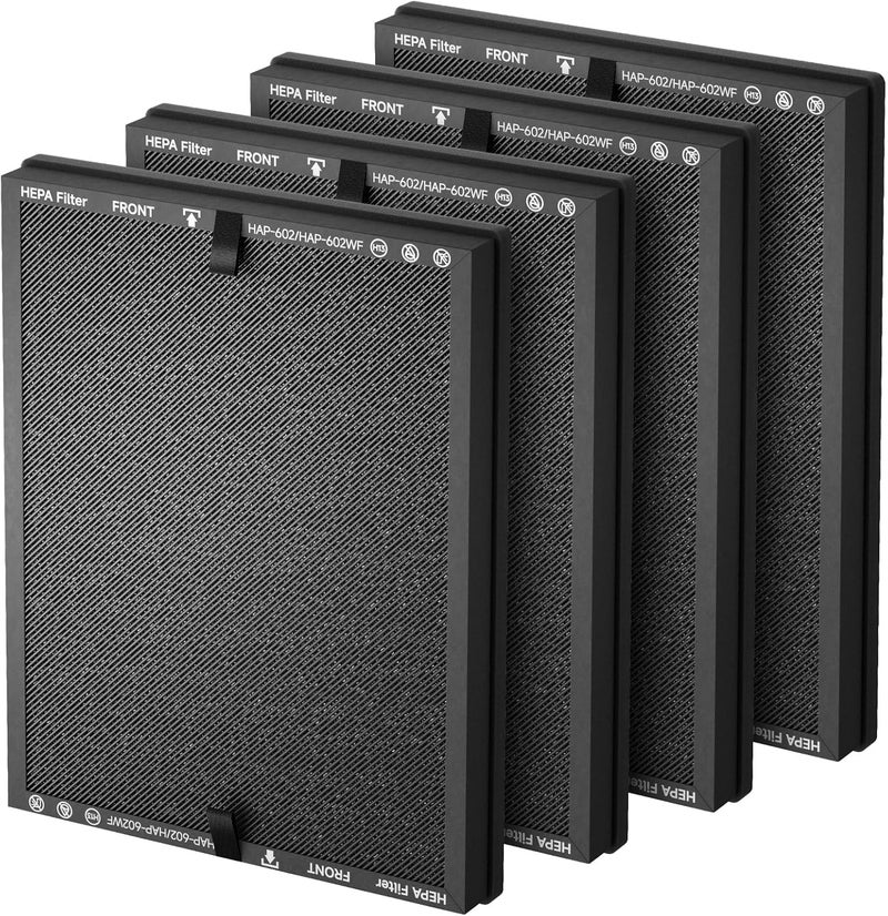 FCFMY 4 Packs HAP602 Replacement Filter Compatible with ECOSELF HAP602 HAP602WF Air Cleaner Purifier, 3-in-1 Filtration of Pre-Filter & Activated Carbon Filter - Image 1